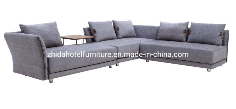 L Shape Sectional Modern Fabric Leather Home Furniture Wooden Sofa