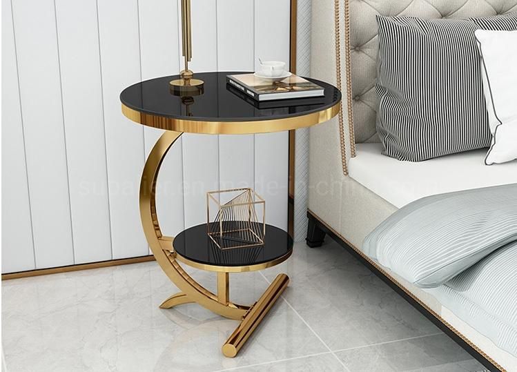 2020 New Marble Simple Metal Side Table Gold Legs