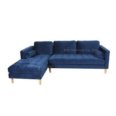 Modern Velvet Fabric Living Room Furniture Couch Sectional Corner Sofa