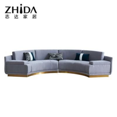 New Luxury Italian Style Curved Shape Sofas 3/4 Seaters Available Villa comfort Sofa Couch Foshan Sofa Manufacturer