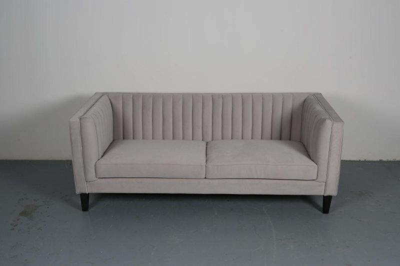 Hotel Furniture Pleated-Back Sofa Grape Purple Fabric Couch