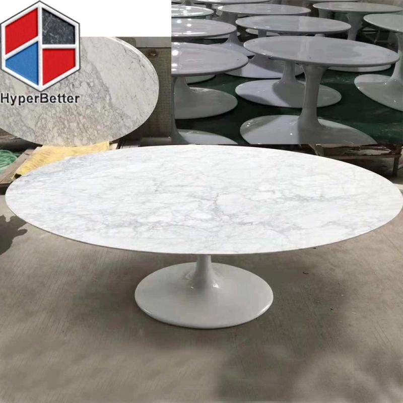 Artificial Marble Table Top 80cm with Black Tulip Base Center Table