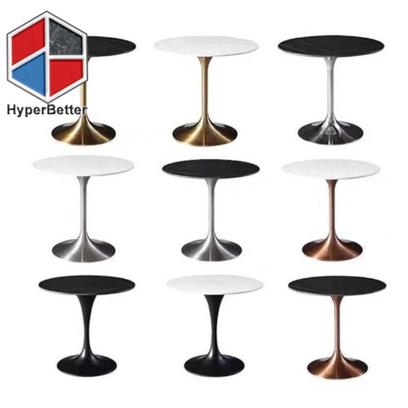 Artificial Marble Table Top 80cm with Black Tulip Base Center Table