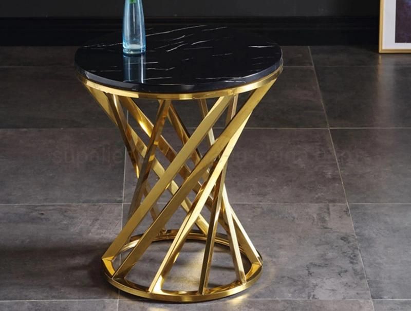 2020 Luxury Round Gold Metal Base Side Table on Sale