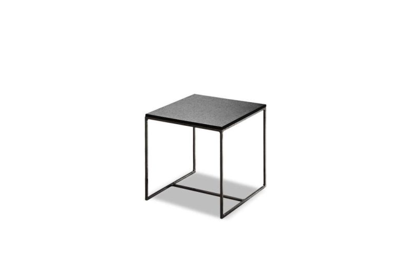 MFC-006b Side Table /MDF with Burned Oak Venner//Natural Steel Coating Base