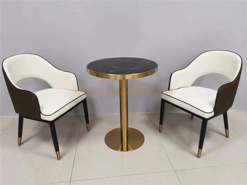 50 Cm Top Two Chair Table Set Marble Coffee Table for Hotel Home Furniture