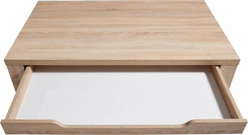 Rectangular Two-Layer Wooden Coffee Table with a Drawer