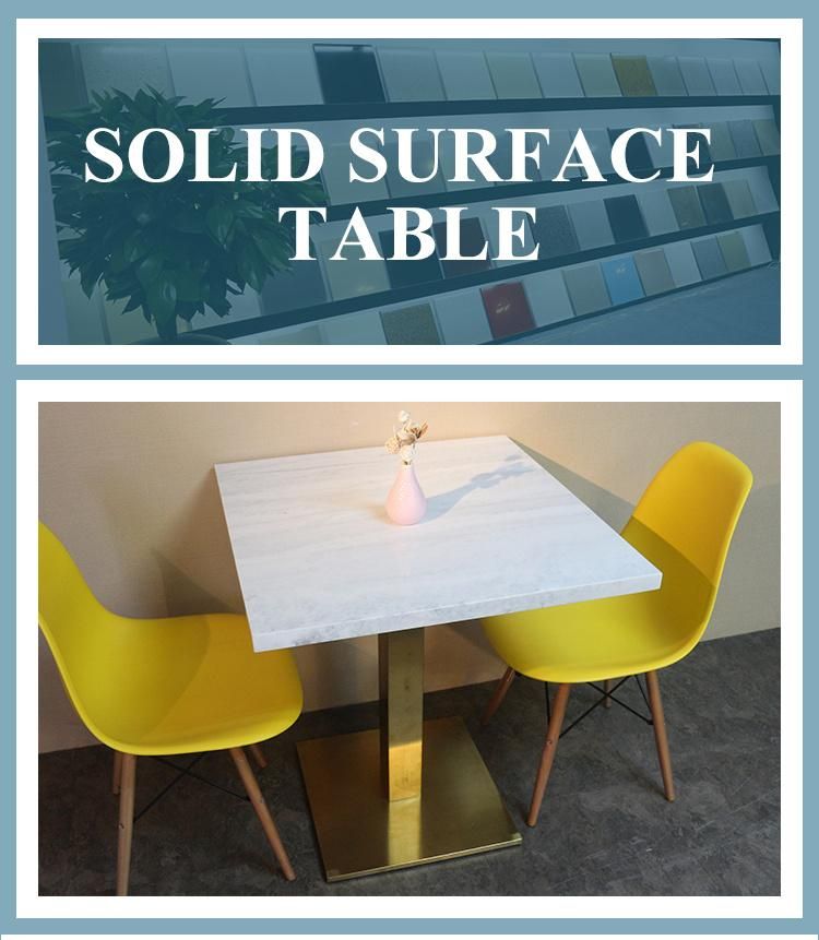 4 Seats Solid Surface Square Table and Chair for Restaurant