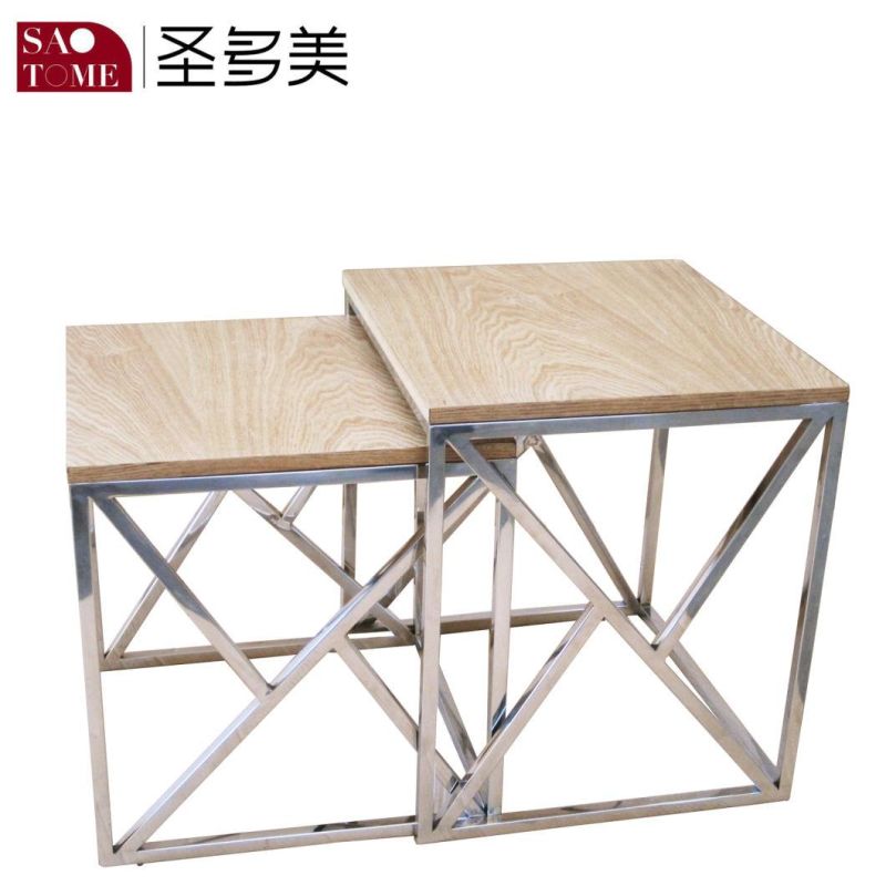 Living Room Furniture Two Specs Retractable MDF Wood Finish Nest Table