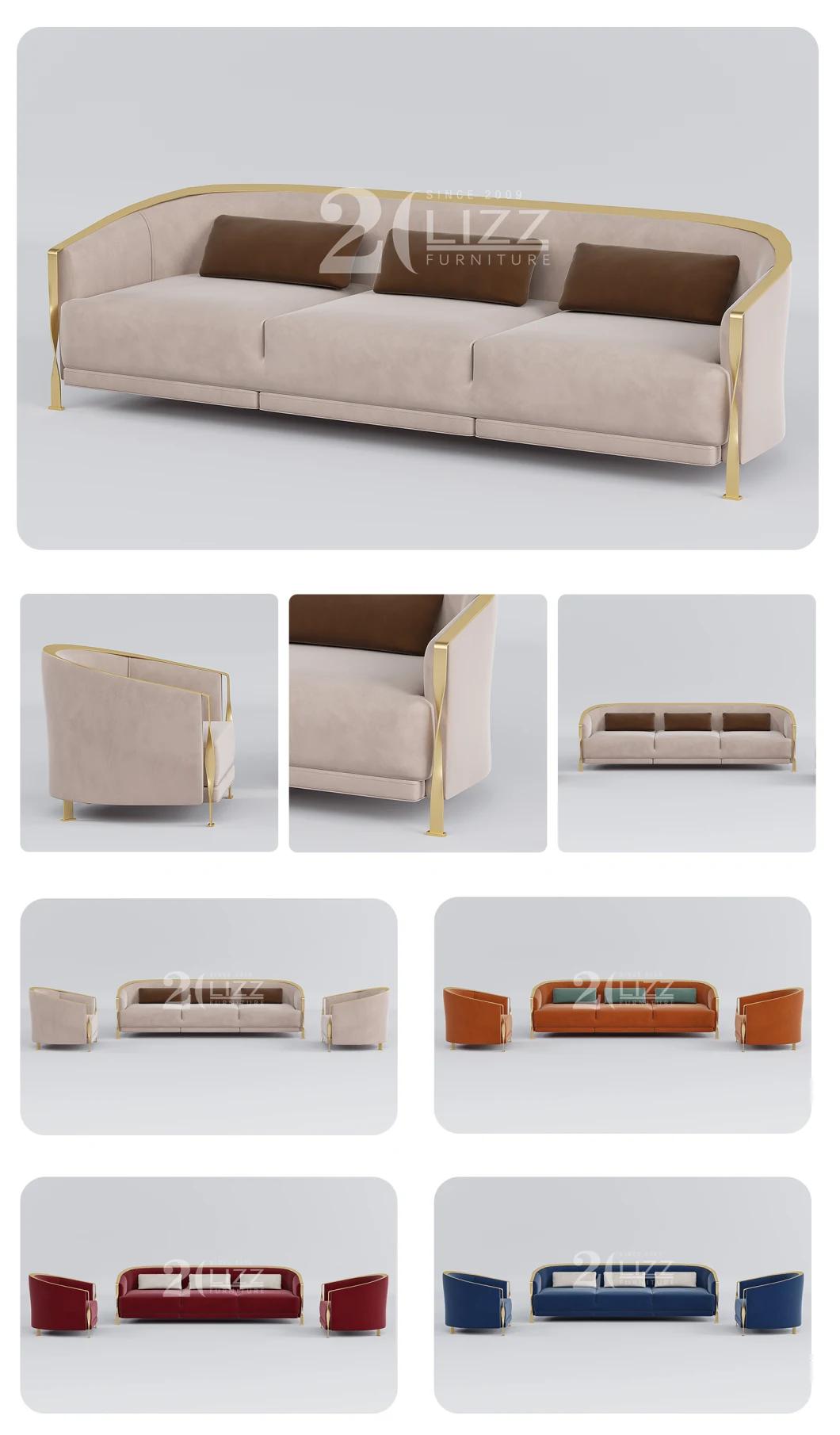 Stylish European Style Living Room Furniture Modern Modular Leisure Soft Velvet Fabric Sofa Set