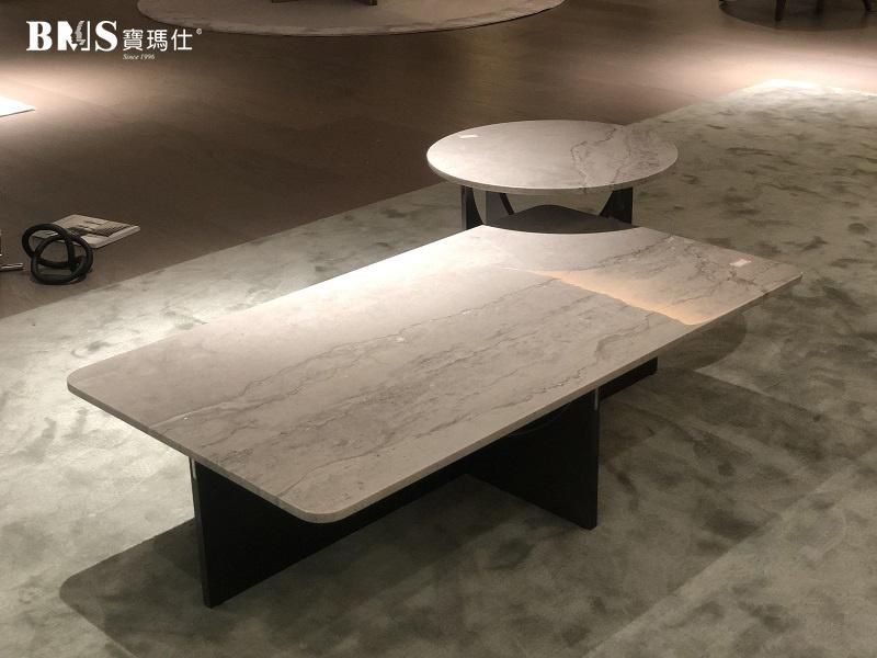 Popular European Design Living Room Rectangle Light Grey Marble Coffee Table