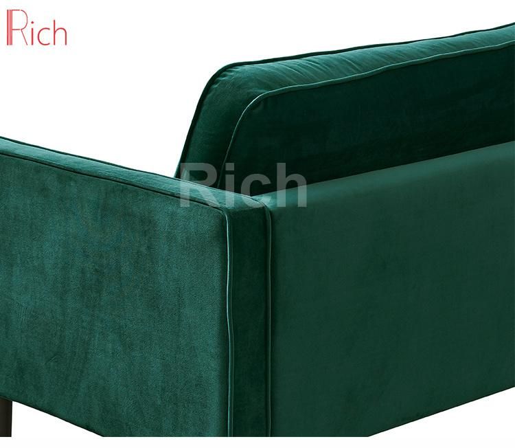 New Design Home Furniture Divan Settee Green Velvet Living Room Leisure Sofa