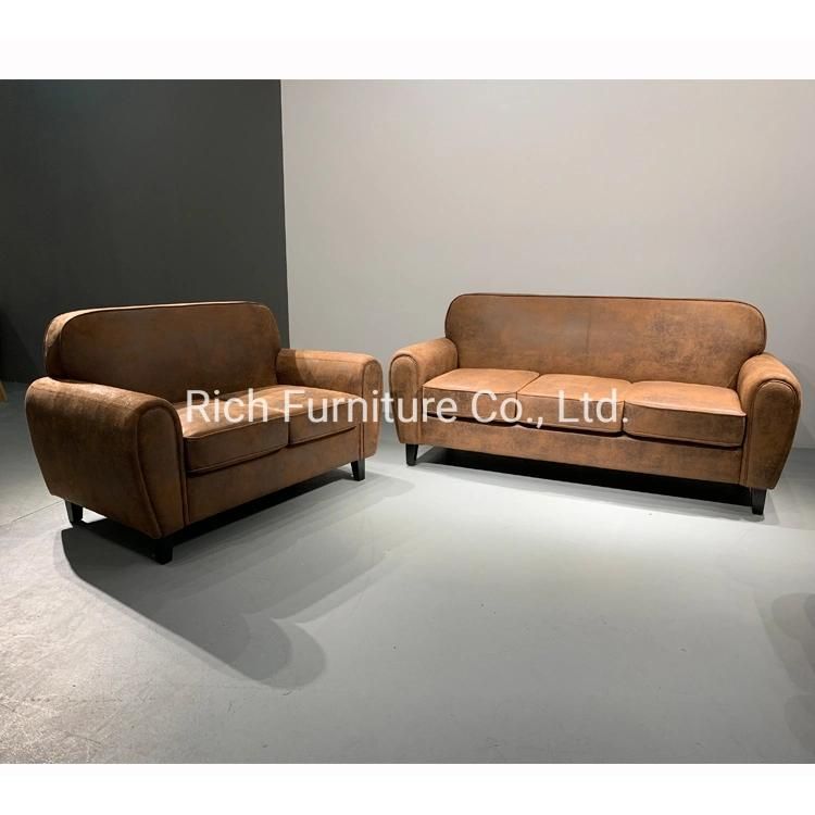 Home Design Living Room 3 Seater Vintage Leather Sofa Brown Color Couch