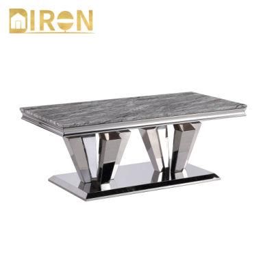 Luxury Living Room Modern Furniture Stainless Steel Base Marble Top Coffee Table