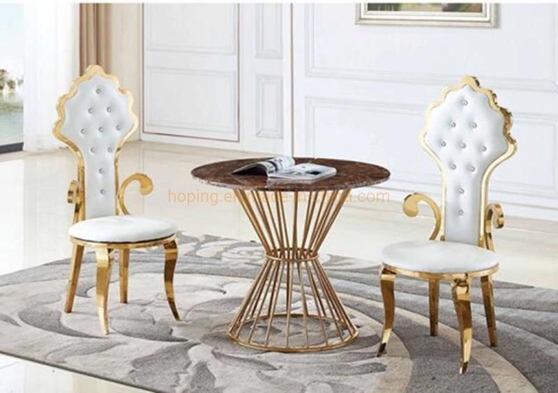 Hotel Small Table Living Room Chair Set Modern Tube Design Coffee Table with Marble Top