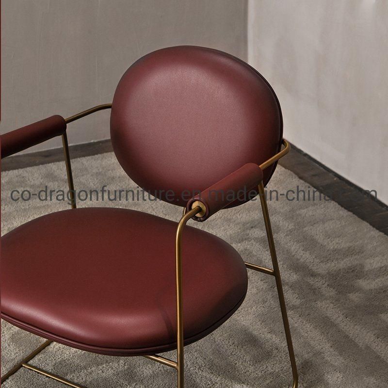 Luxury Metal Frame Leather Simple Leisure Chair for Livingroom Furniture