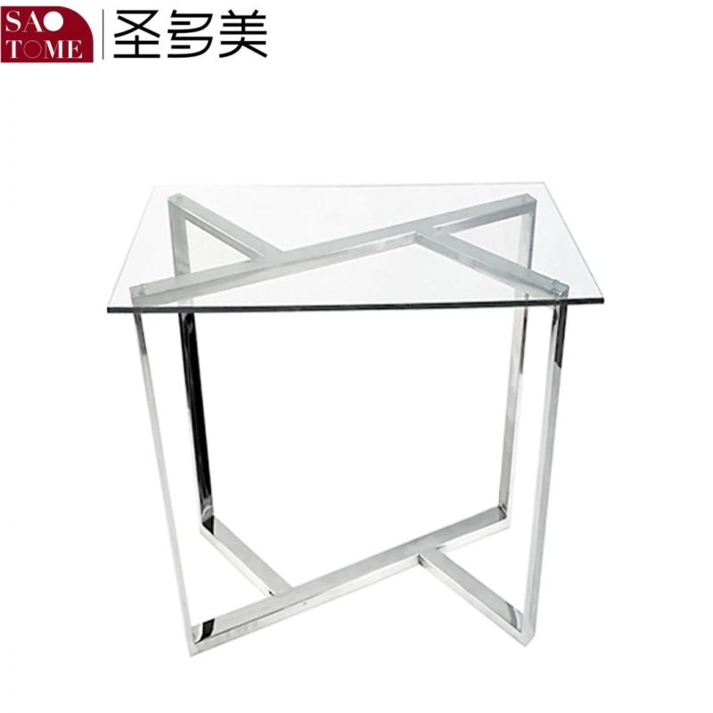 Modern Living Room Furniture Stainless Steel Transparent Glass Small End Table