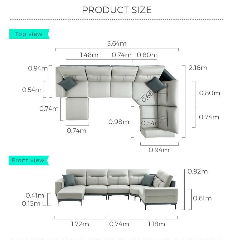 Linsy Luxury Italian Living Room Leather U Shaped Designs Couch Furniture Sofa Set Tbs061