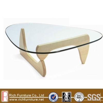 Designer Oak Wood Base, Glass Top Coffee Table