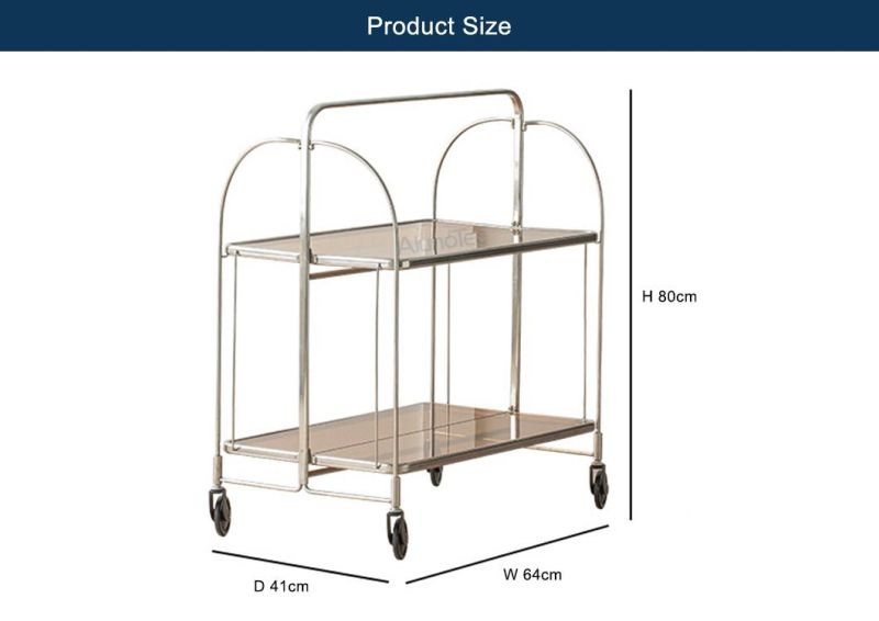 MID-Century Modern Steel Chromed Folding Serving Bar Cart