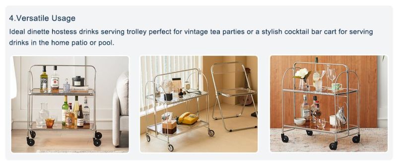 Best Price Tempered Glass Folding Tea Trolley Cart