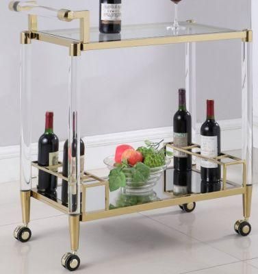 Hotel Furniture Golden Tea Cart Reterant Furniture Stainless Steel Teacart