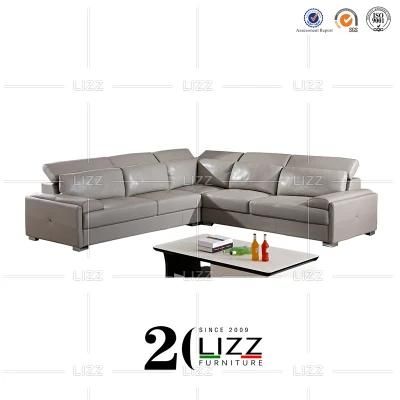 Modern Home Sectional Leisure Corner Leather Sofa with Adjustable Headrest