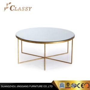 Golden Metal Element Mirrored Top Coffee Table