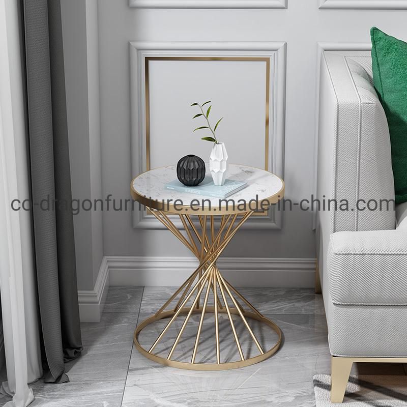 Luxury Gold Steel Side Table with Top for Livingroom Furniture