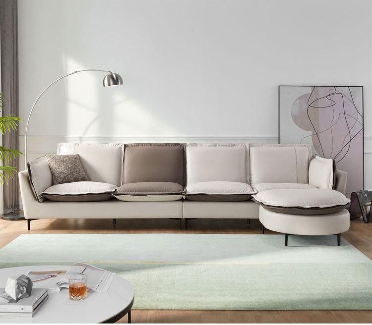 Linsy White Corner Sofa Set Modern Oval Shape Chaise Sofa S126