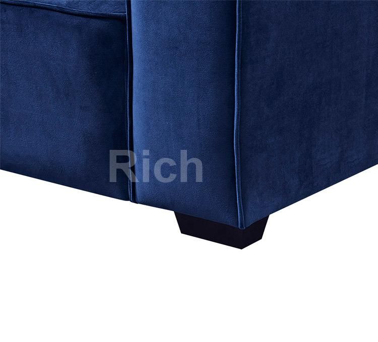 Modern Design Living Room I Shaped Blue Fabric Lounge Sofa