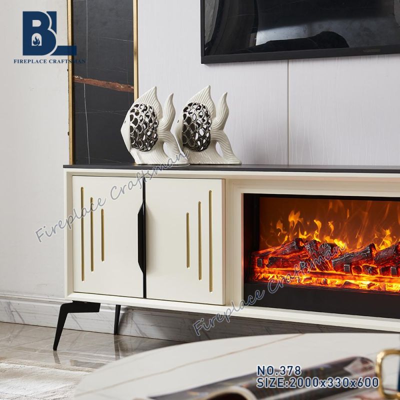 Modern storage Cabinet Electric Fireplace TV Stand with Wood Burning Insert Pellet Stove