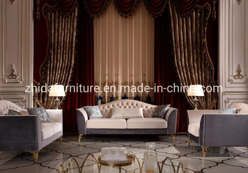 Zhida Chinese New Classical Home Furniture Supplier Villa Hotel Living Room Furniture American Style Elegant Velvet Sectional Sofa Furniture