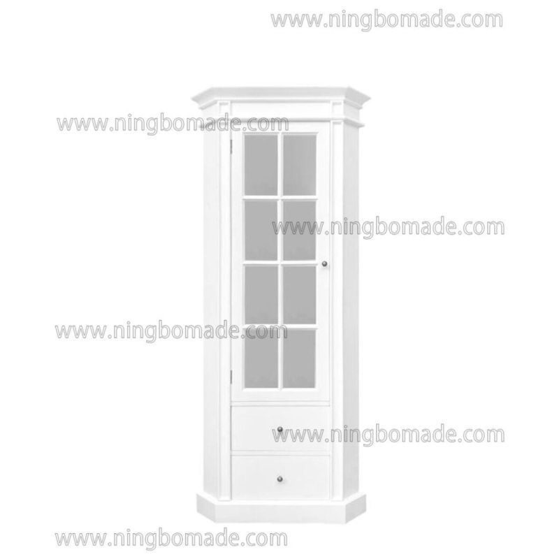 Traditional Classic Provincial Furniture White Solid Wood Corner Cabinet