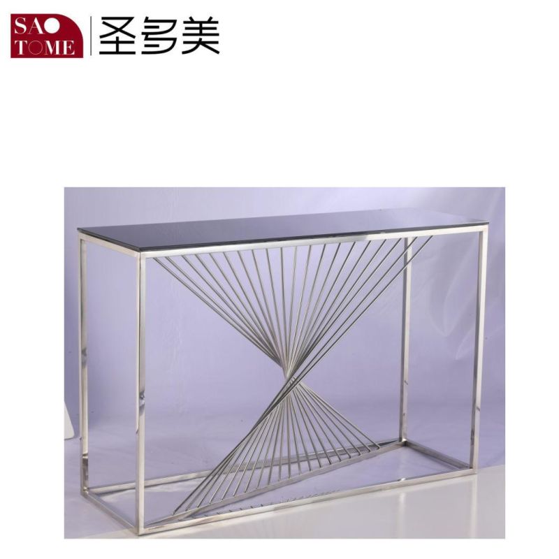 Modern Simple Living Room Furniture Glass Stainless Steel Small Round End Table