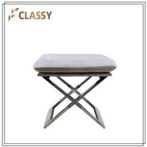 Easy Carry Folding Top Flannel Stool with Metal Base