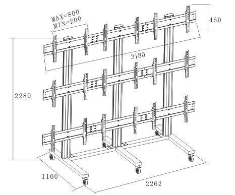 Video Wall Stand 9 Screens 40-55" (3*3) (AW 900)