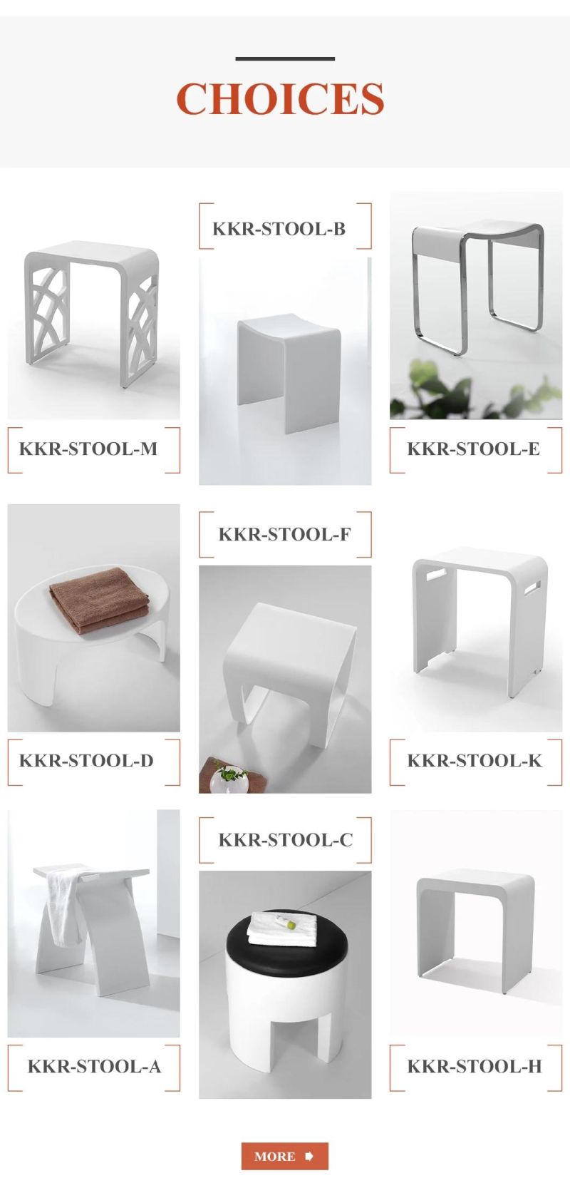 Wholesale Modern Solid Surface Vanity Makeup Shower Chair Stool