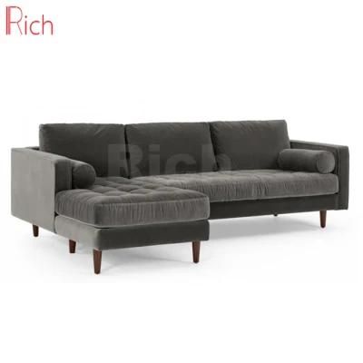 Modern Furniture Velvet Left Hand Chaise Longue Corner Sofa Set