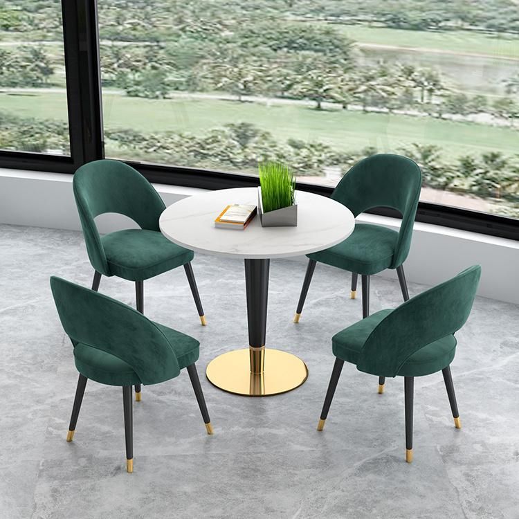 Nordic Light Luxury Simple Fashion Dining Chair Golden Hong Kong Style Hotel Matching Flannelette Stool Dining Table and Chair