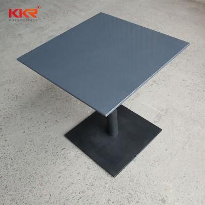 Square Dark Gray Solid Surface 4 Seat Dining Table