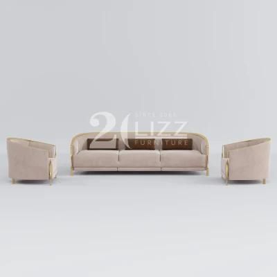 Stylish European Style Living Room Furniture Modern Modular Leisure Soft Velvet Fabric Sofa Set