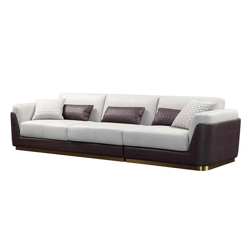 Luxury Quilting Back Fashion Sofa Couch with Stainless Steel Feet 4/3/2/1 Seaters Multi-Solution for Villa Living Room Sofas Cutomized Hotel Bedroom Sofa