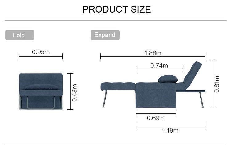 Linsy Modern Living Room Folding Single Sofa Bed Ls050FC1