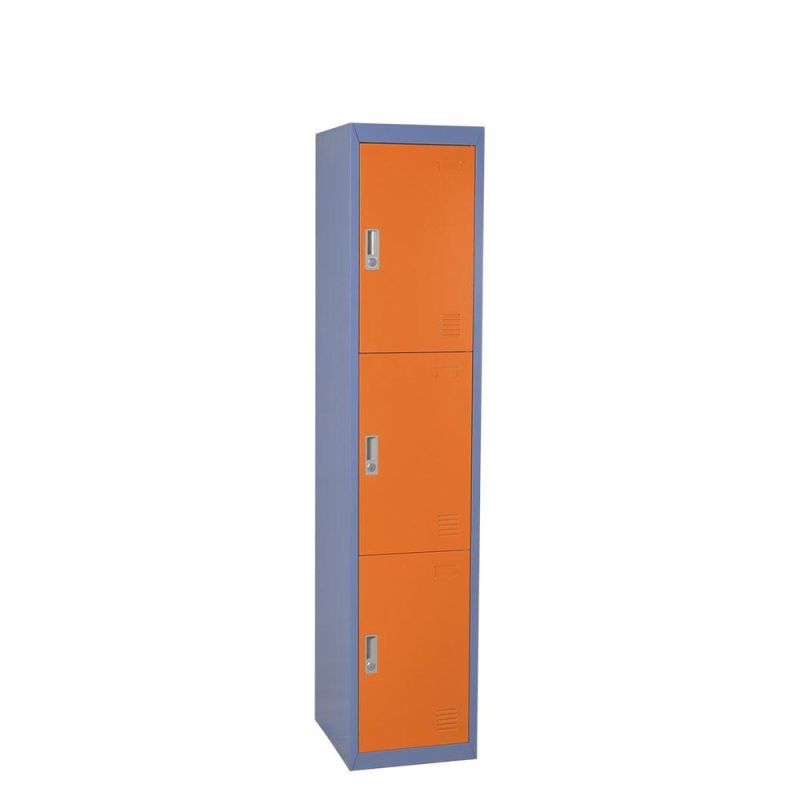 Simple Design 3 Door Metal Lockers Clothes Shoes Storage Customized Locker Cam Lock