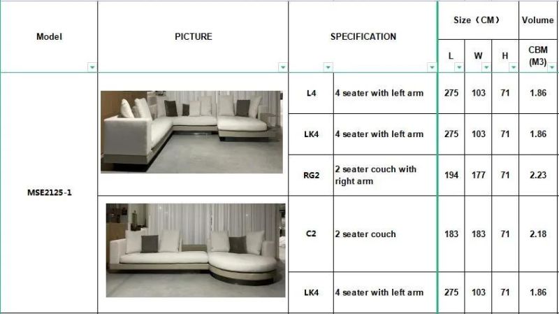 Living Room Furniture Italian Modern Design Sectional L Shape Fabric Sofa