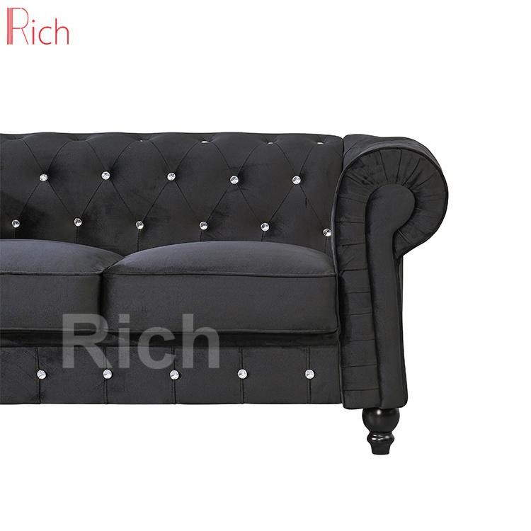 Wholesale Furniture Factory Direct Velvet Sectional Assembled Cheterfield Sofa Living Room Couch Furniture