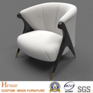 Modern Oak Grey Velvet Accent Chair for Hotel Bedroom