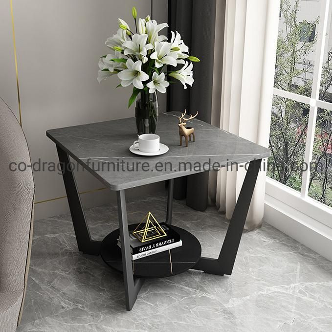 Modern Square Side Table with Marble Top for Livingroom Furniture