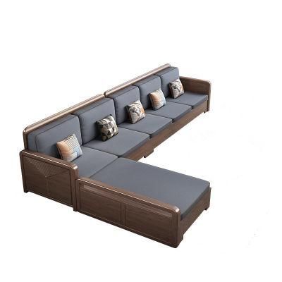 Modern Minimalist Living Room Storage Wooden Furniture Walnut Sofa